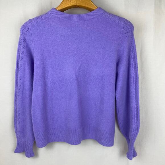 Talbots Petite Medium Purple Stretchy Cable Knit Sweater Braided Detail - Picture 2 of 7